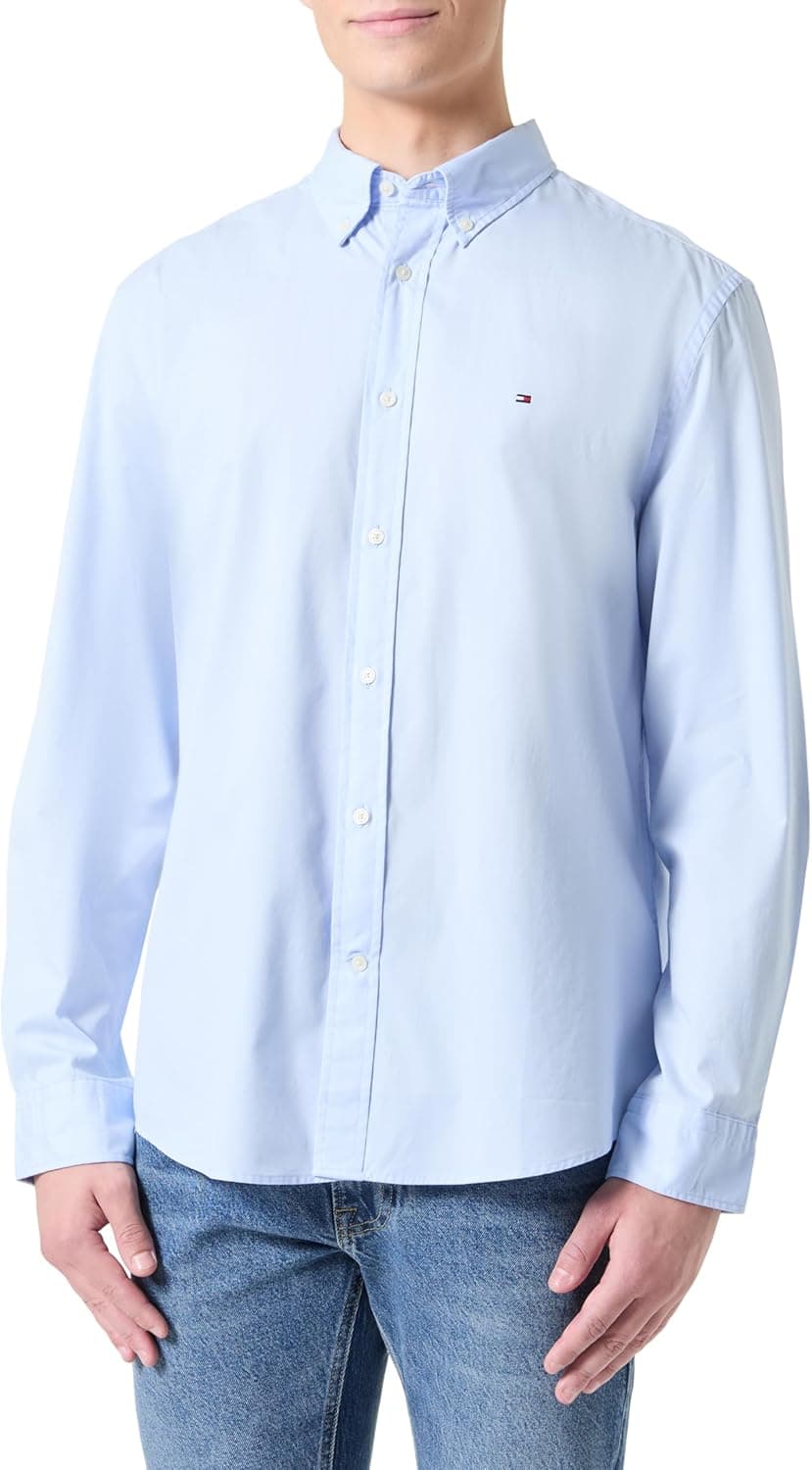 Tommy Hilfiger Camisa L/S para homem M Blue (Sweet Blue)