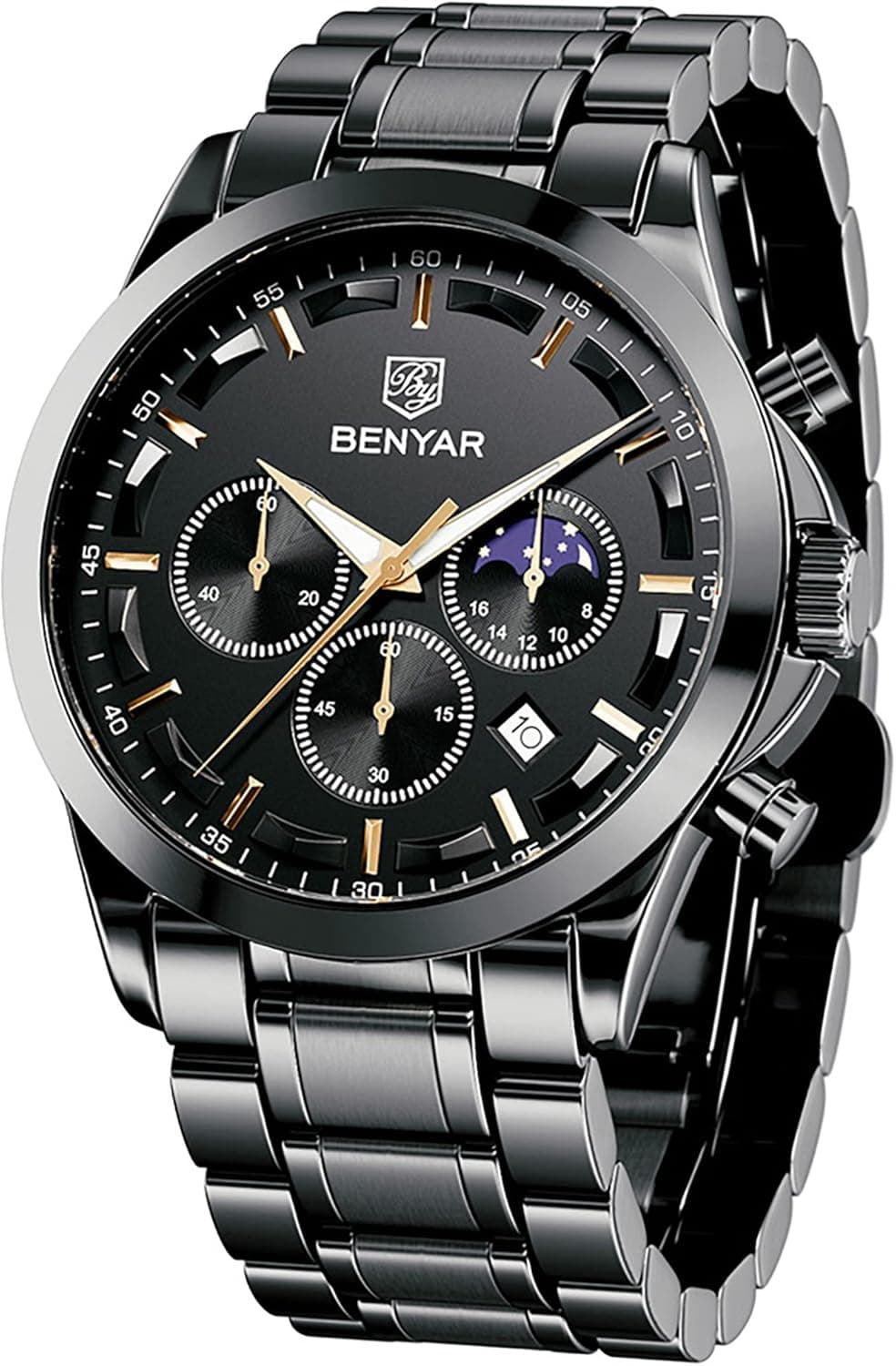BENYAR Relógio Masculino Analógico Quartzo Cronógrafo Relógios de Pulso À Prova D'Água Data Luminosa Moda Casual Designer Elegante Presente para Homens