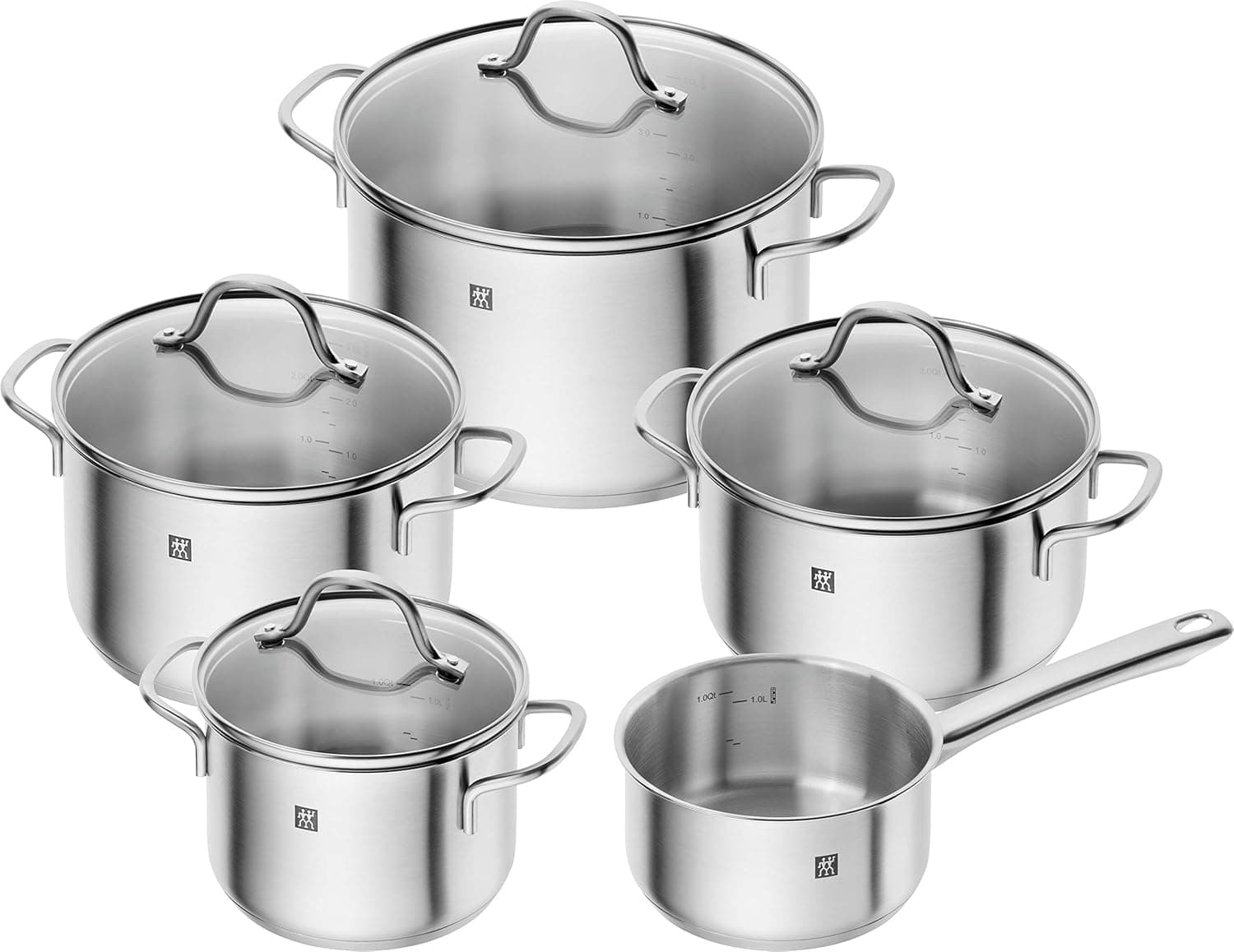 Zwilling Flow | Conjunto de 5 peças em aço inoxidável com 4 tampas, compatível com indução