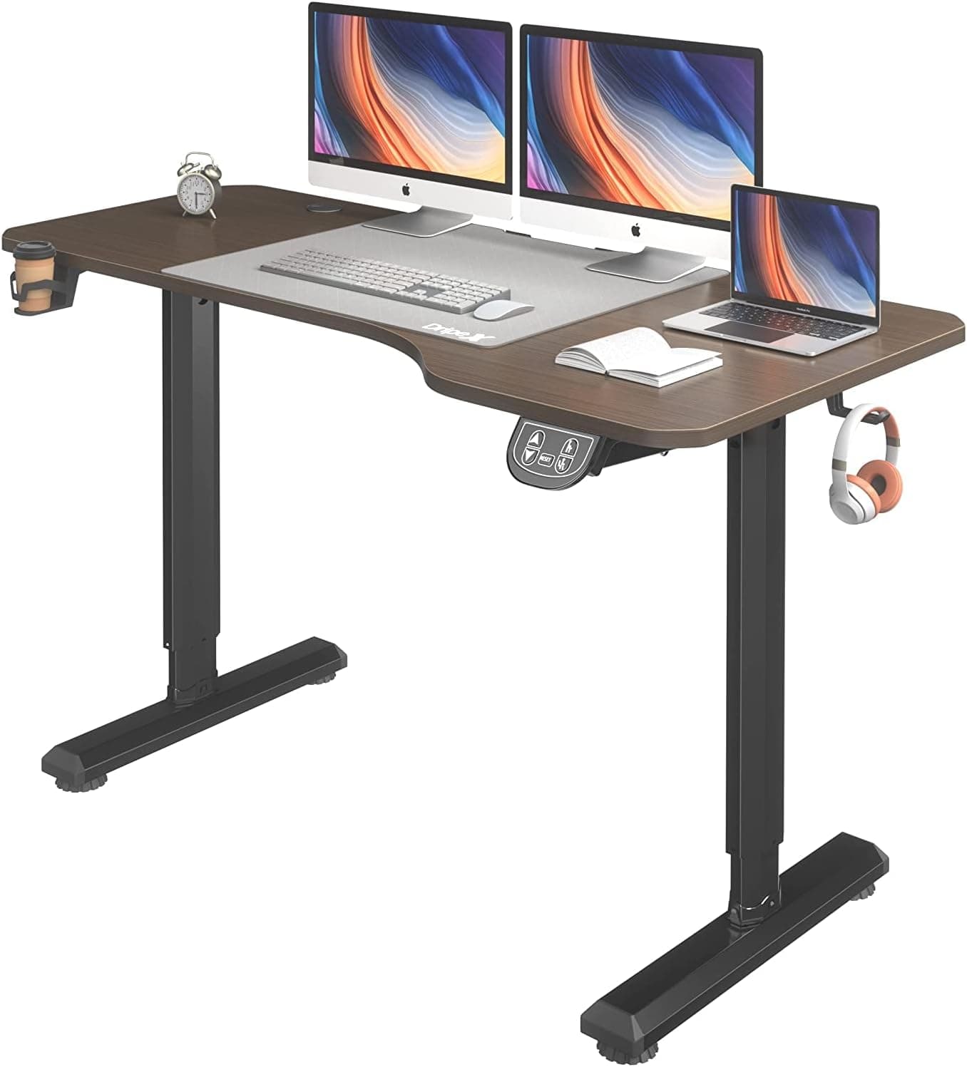 Dripex Electric Lift Desk | Secretária ajustável em altura com memória e tampo de 160 x 75 cm nogueira
