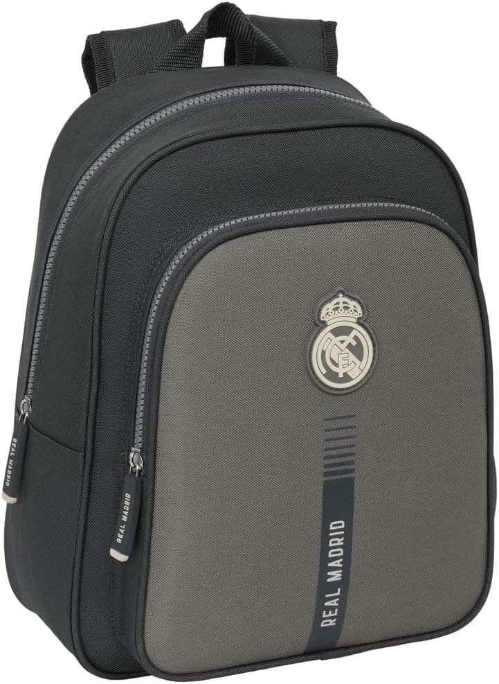 Safta REAL MADRID 3ª EQUIPAÇÃO 24/25 - mochila escolar infantil, ideal para crianças de diferentes idades, confortável e versátil, qualidade e resistência, 27 x 10 x 33 cm, cinzento, Casual