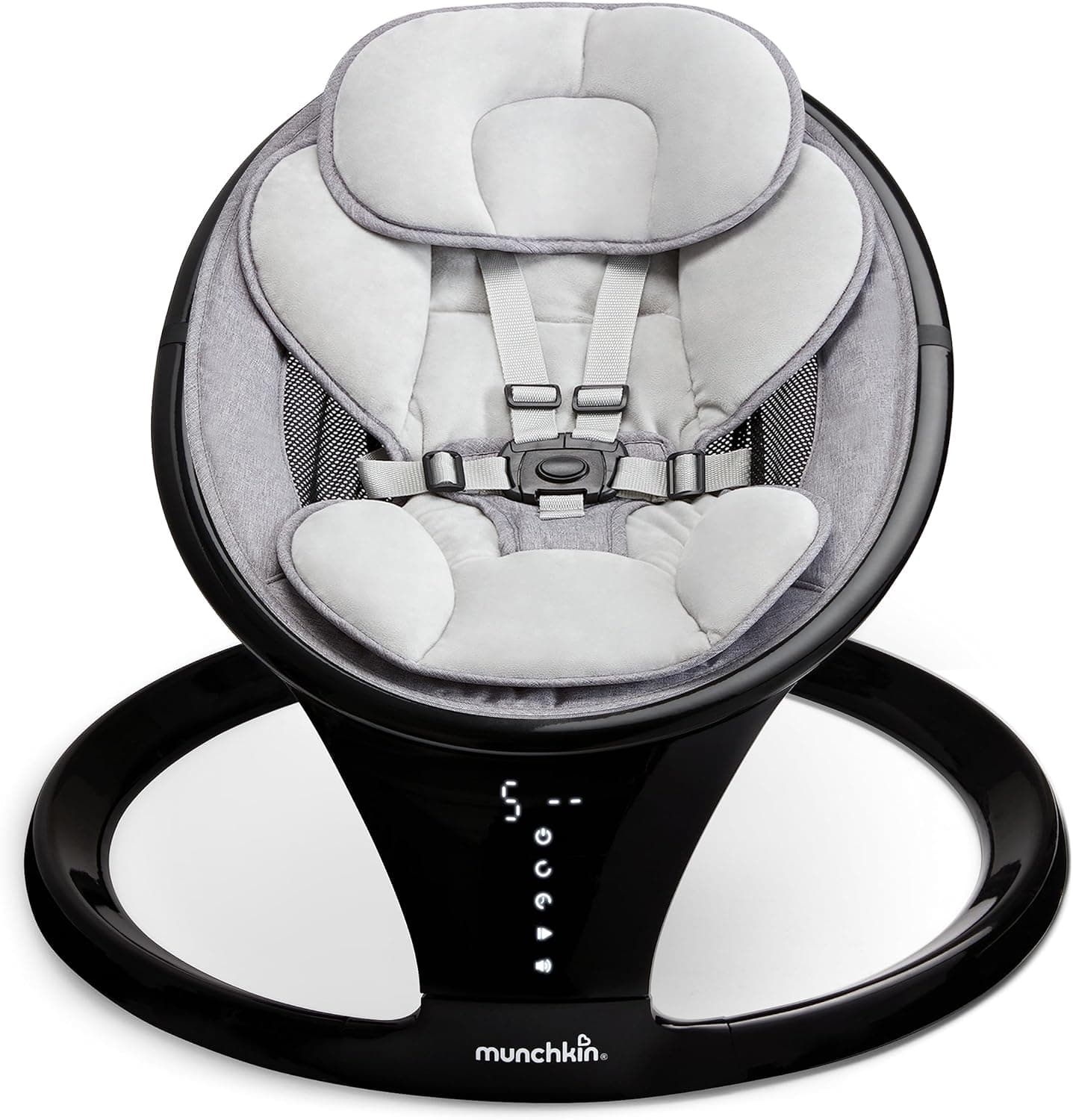 Munchkin Electric Baby Bouncer Chair | Bluetooth Enabled Baby Swing Chair | Baby Rocker & Gentle Baby Bouncing Chair | Portable Soothing Baby Chair with Motion & Sounds - Black