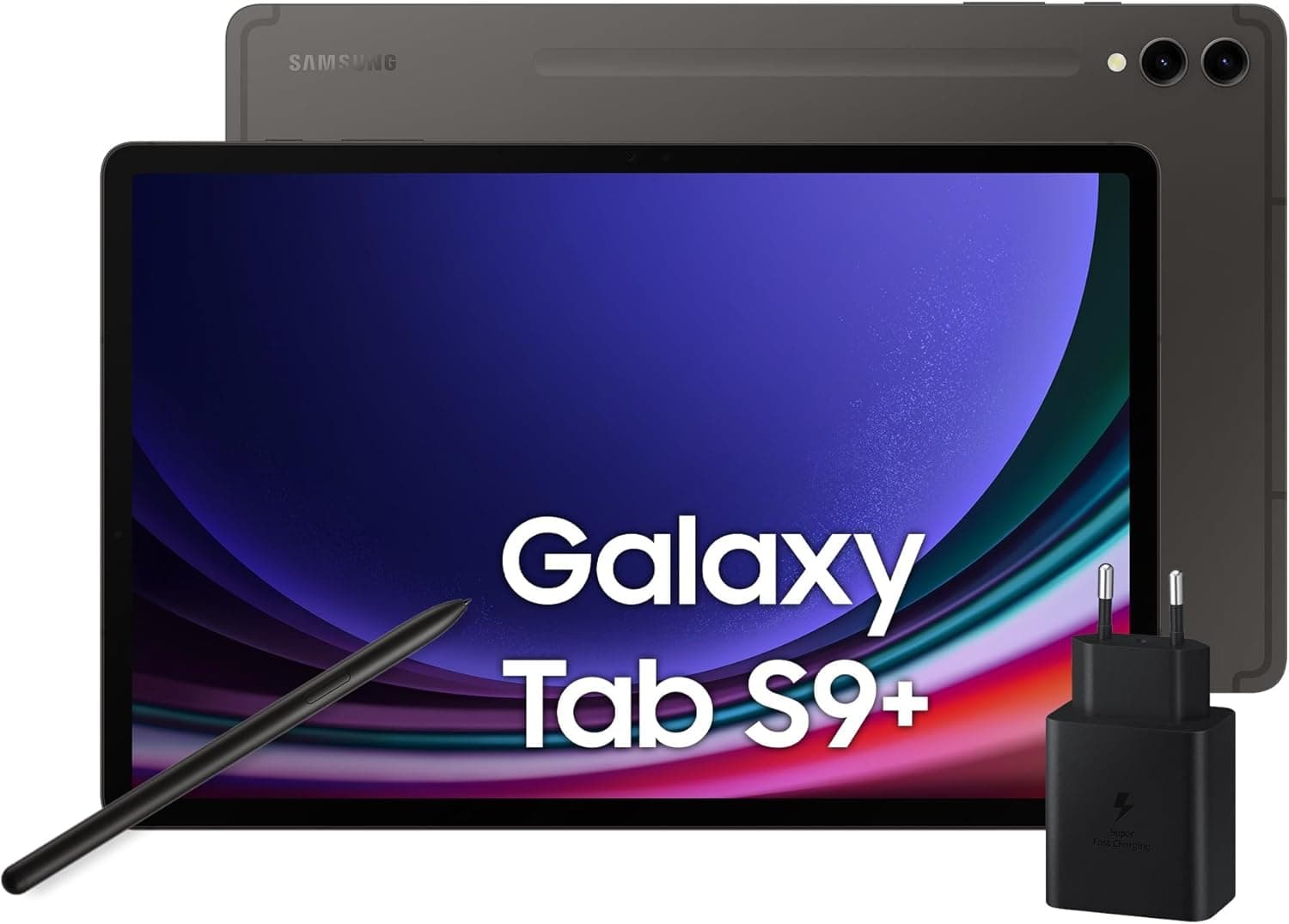 SAMSUNG Galaxy Tab S9+, ecrã Dynamic AMOLED 2X, Wi-Fi, RAM 12 GB, 256 GB, 10,090 mAh, Snapdragon 8 Gen 2, Android 13, IP68, Graphite, [versão italiana] 2023, carregador 44 5W ido