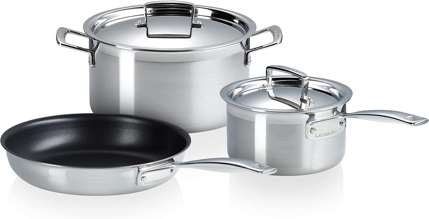 Le Creuset Conjunto de 3 panelas de aço inoxidável 3-Ply, 5380800010050