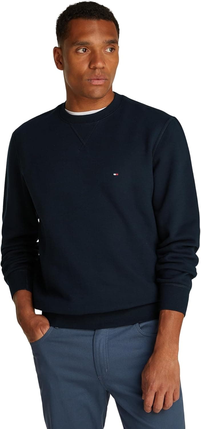 Tommy Hilfiger Camisola masculina essencial Fleece Crew Neck Regular Fit