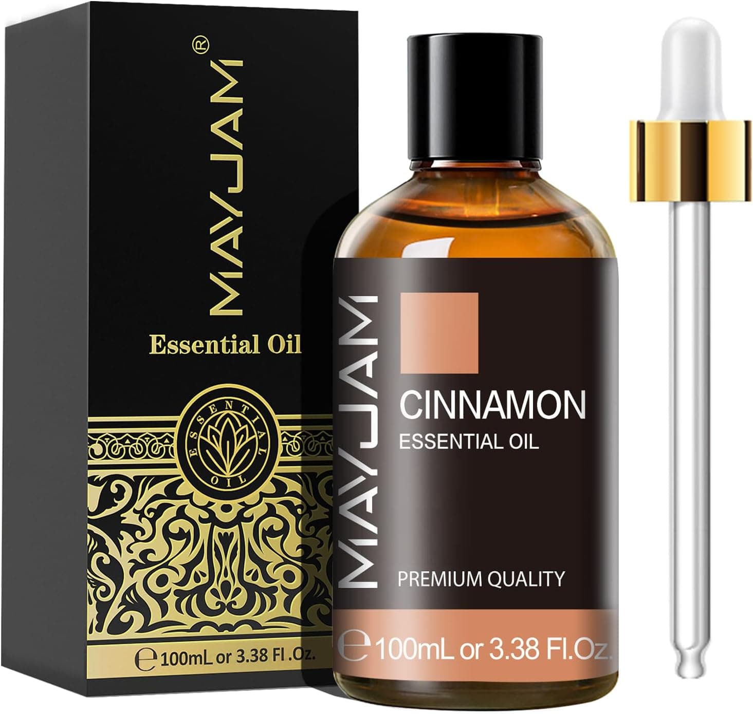 MAYJAM Óleo essencial de canela 100 ml, óleo de canela para difusor , humidificador, bricolagem, casa, armários
