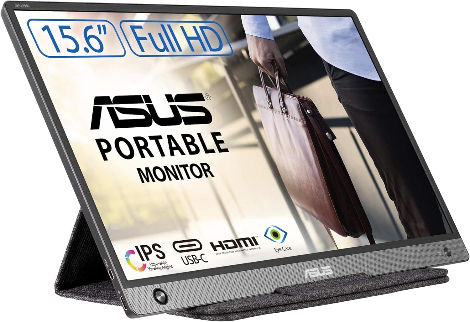 ASUS ZenScreen MB165B Monitor portátil USB, 15,6", HD (1366 x 768), moldura fina, alimentação USB, antirreflexos, 220cd/newskill , preto