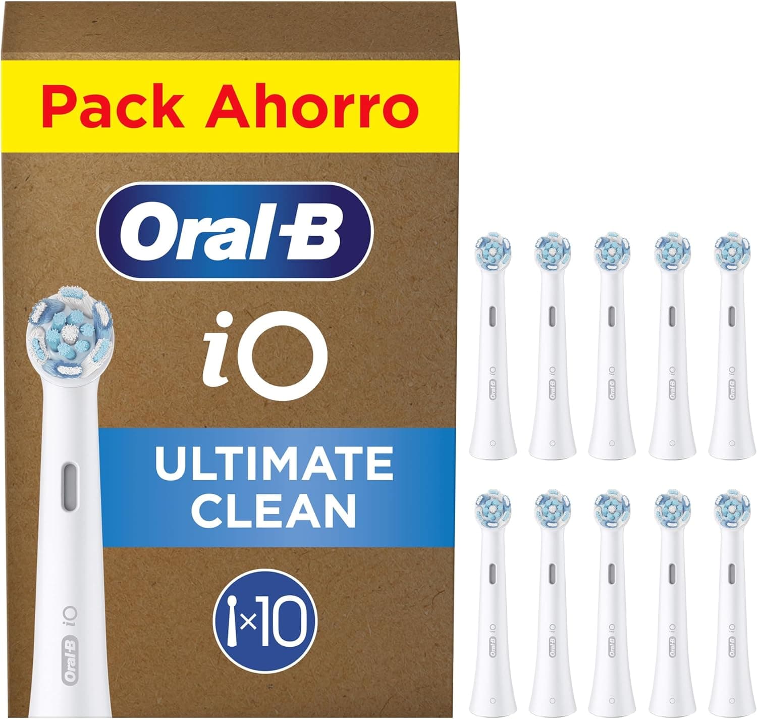 Oral-B Series iO Ultimate Clean cabeças de substituição originais, pack de 10 peças brancas para escovas de dentes elétricas oral - B iO, remoção profunda da placa bacteriana