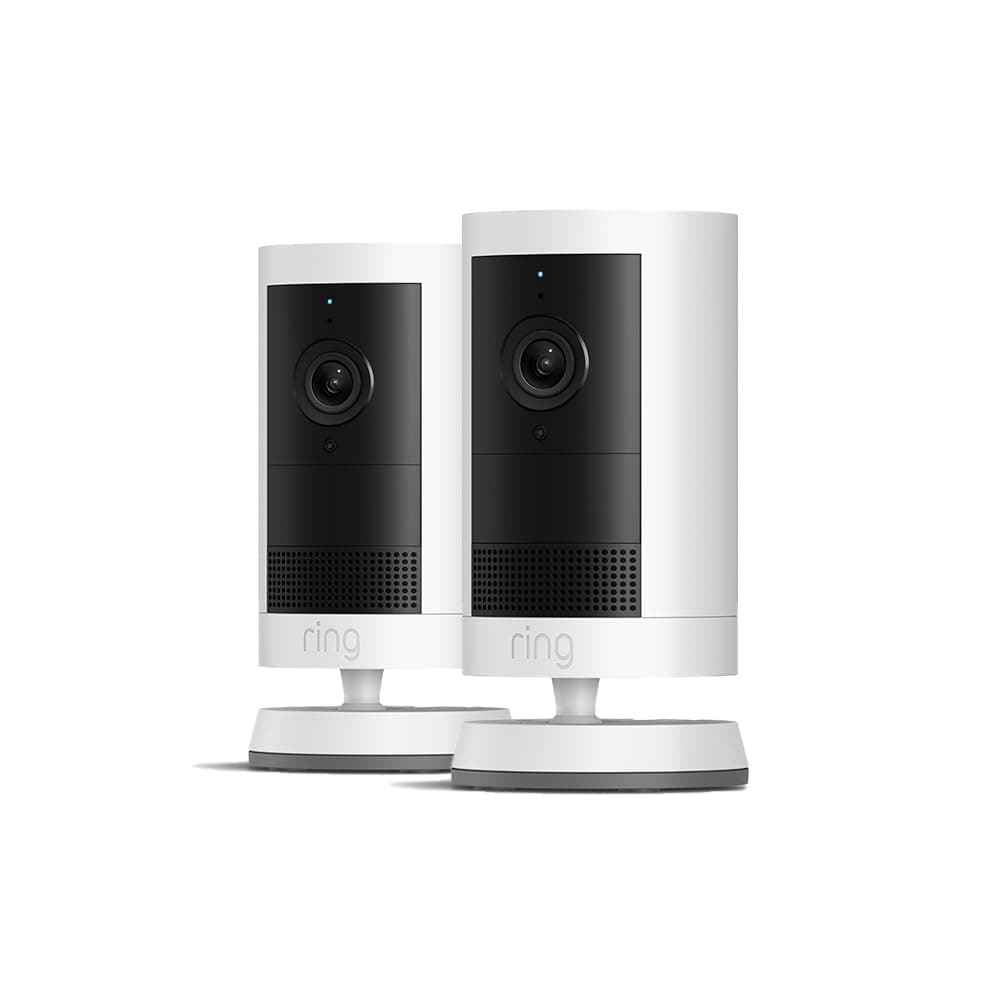Ring | Pack duo com 2 câmaras exteriores Plus com bateria e vídeo porteiro 2K, instalação fácil, inclui 30 dias de Ring Home gratuito