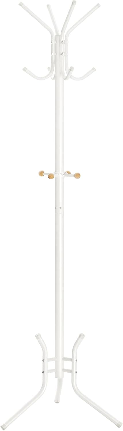 SONGMICS Cabide de metal, suporte de roupa de pé, cabide de malas bonés roupas, altura de 178 cm, com 12 ganchos, pérola branca RCR017W01