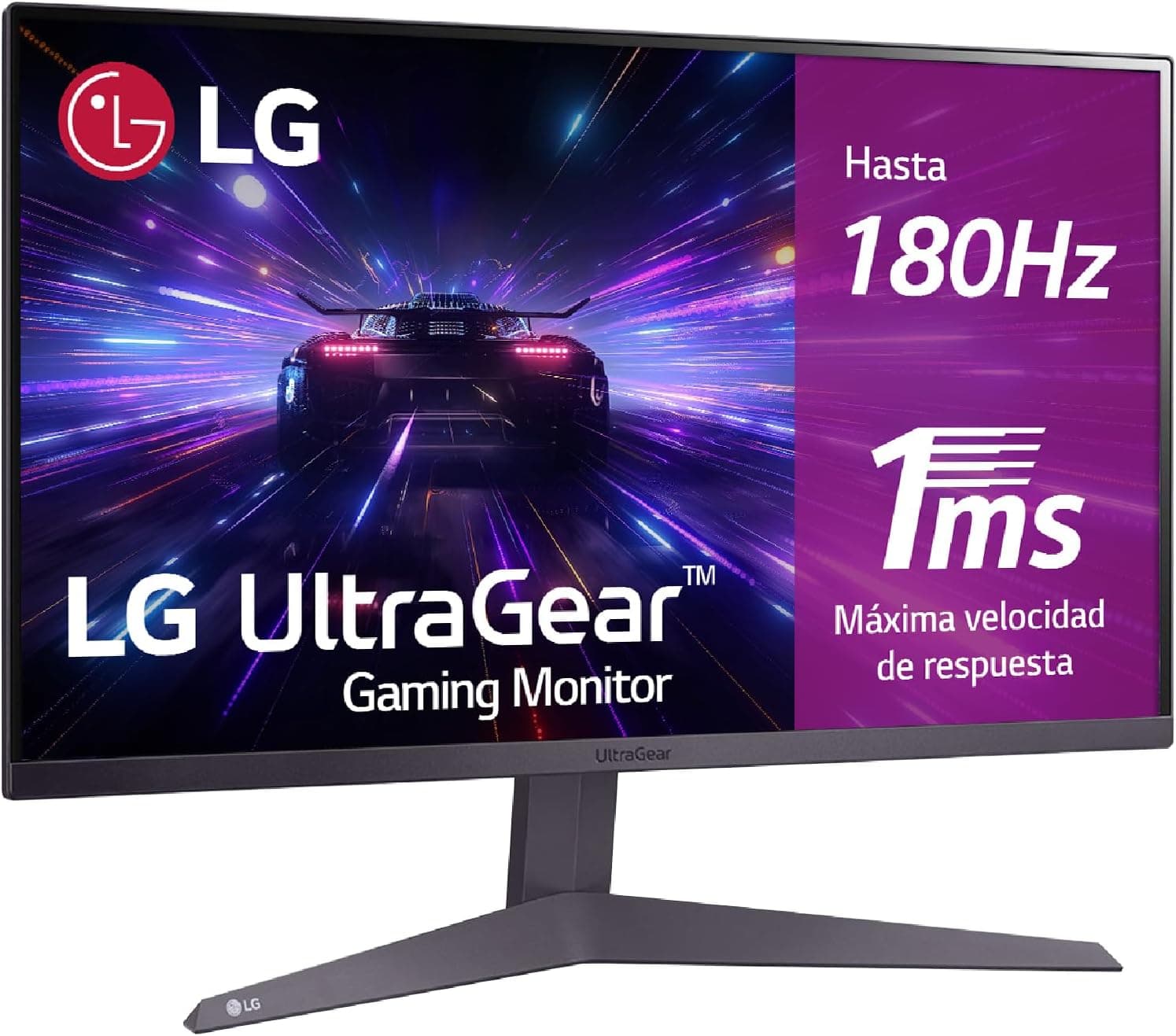 LG 24GS50F-B Monitor ultragear, 24", painel VA: (1920 x 1080), 16:9, 180 Hz, 1 ms, tecnologia AMD FreeSync, HDR10, Black Stabilizer, roxo cinzento