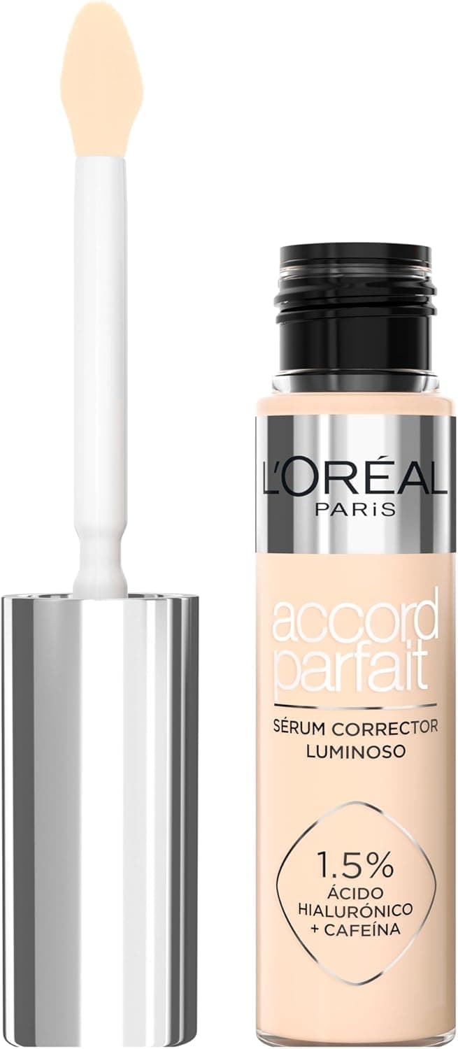 L'Oréal Paris Sérum Corretor iluminador, cobertura média, acabamento radiante, com 1,5% ácido hialurónico e cafeína, Accord Parfait, tom 1,5 R, 11 ml