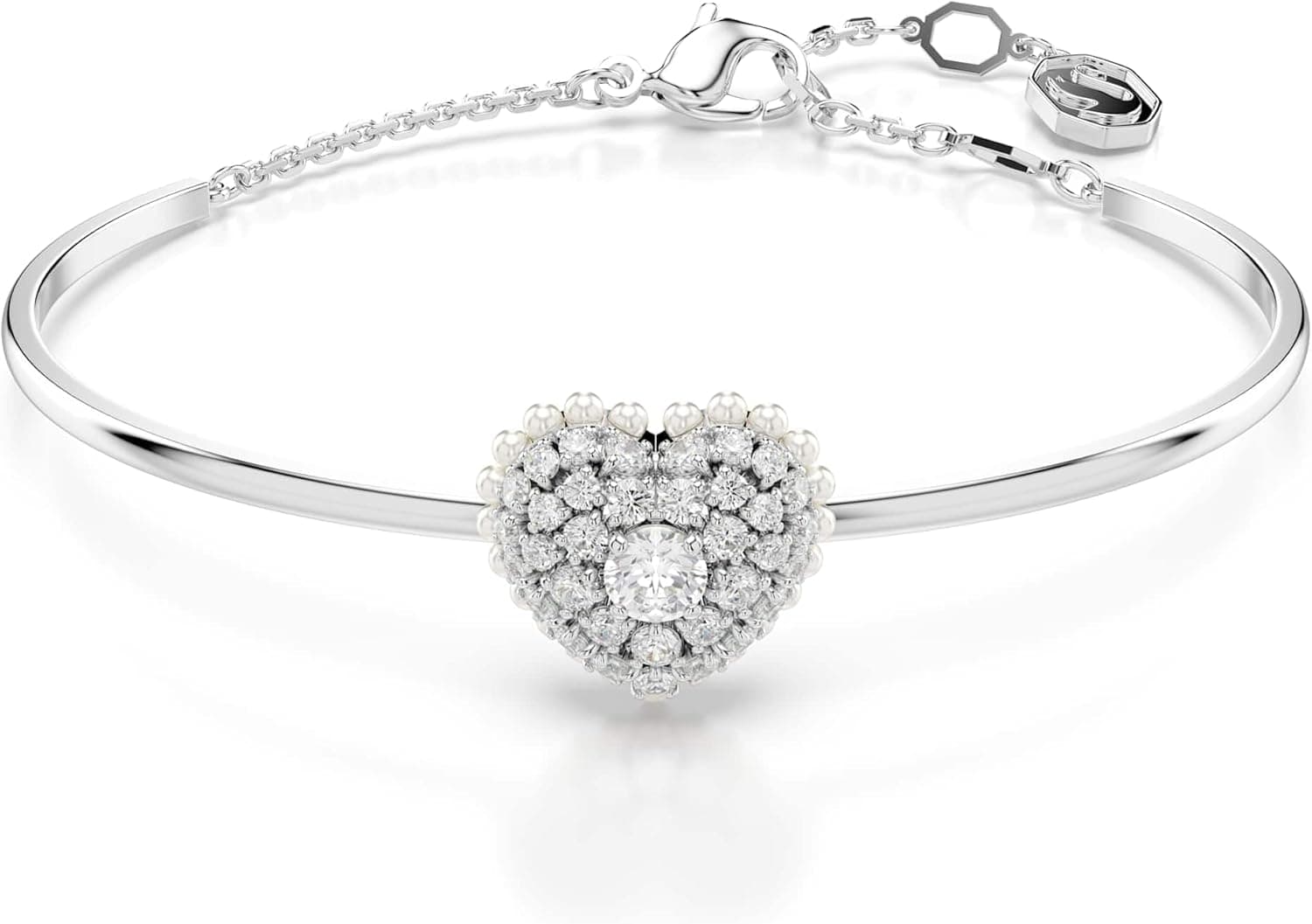 Swarovski Idyllia Bracelete Hyperbola Coração, Branca, Lacado a ródio