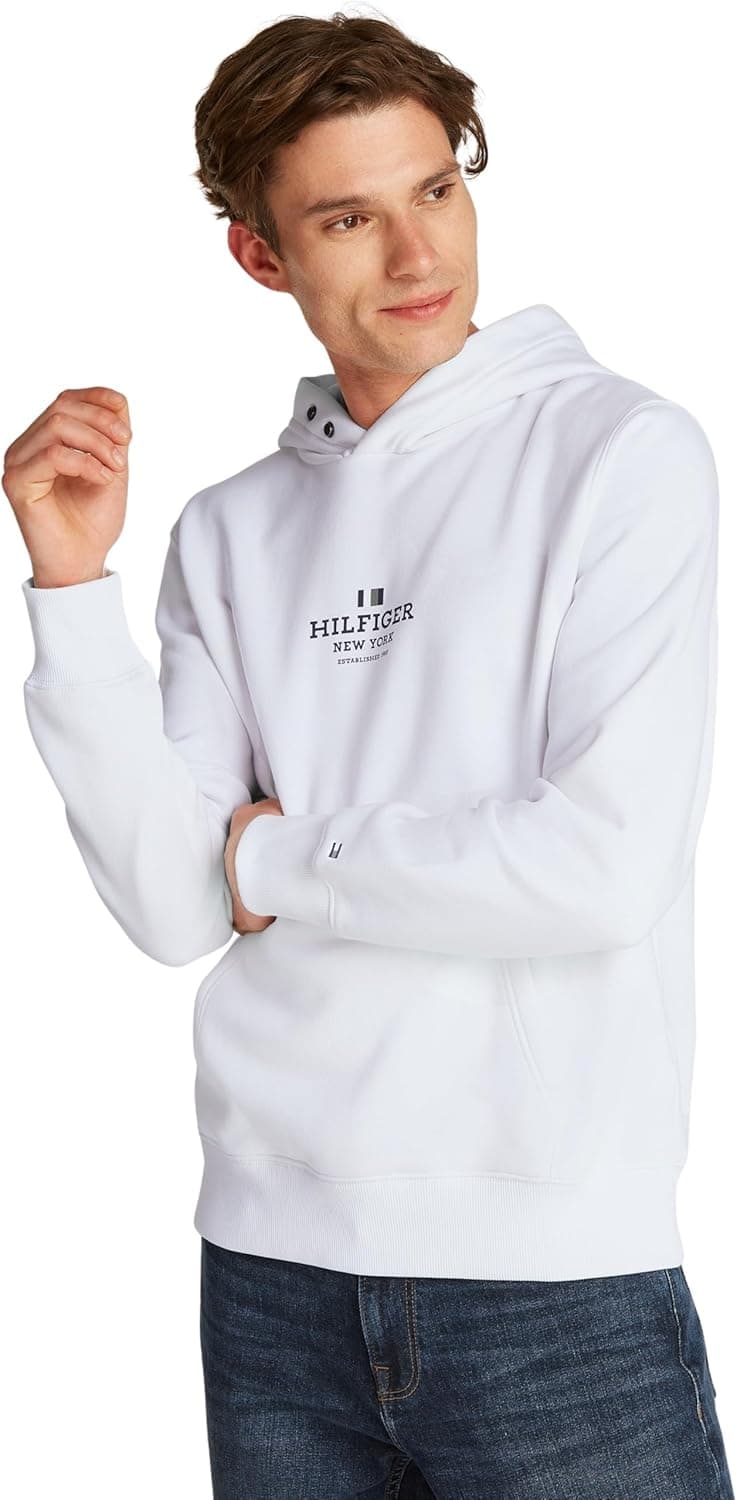 Tommy Hilfiger MW0MW39050 | Hoodie unissexo em algodão e poliéster com capuz e logótipo bordado para homem