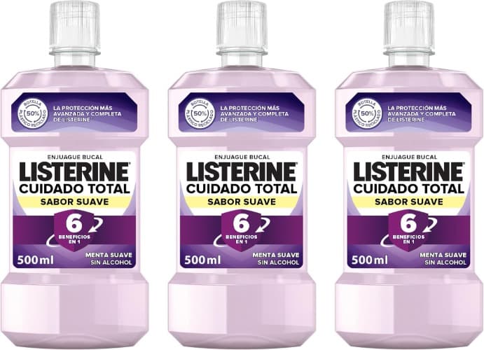 Listerine Cuidado total com sabor suave, 500 ml x 3