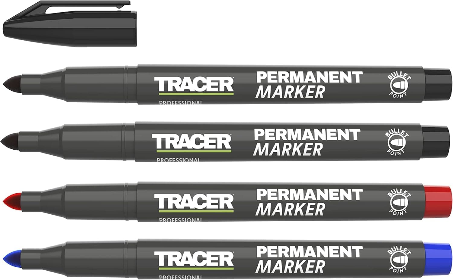 Tracer Fine-Point | Kit de marcadores permanentes com tinta de secagem rápida e 4 cores