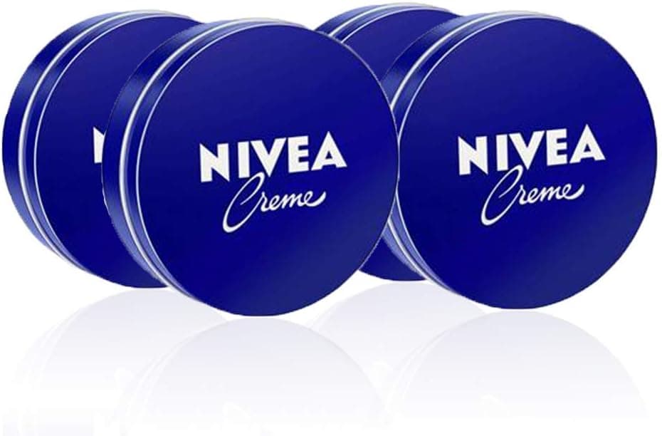 NIVEA Creme em embalagem de 4 (4 x 75 ml), creme hidratante corporal e facial para toda a família, creme universal para uma pele macia e hidratada, creme multiusos