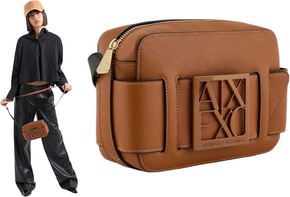 Armani Exchange Camera Case with Central Logo Buckle Bolsa para mulher