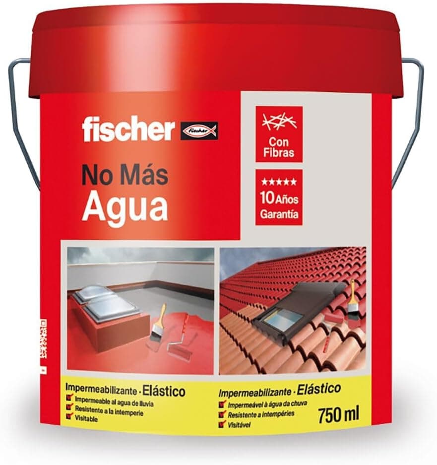 Fischer Pintura impermeabilizante terracota com fibras, resistente à água e exteriores, 750 ml