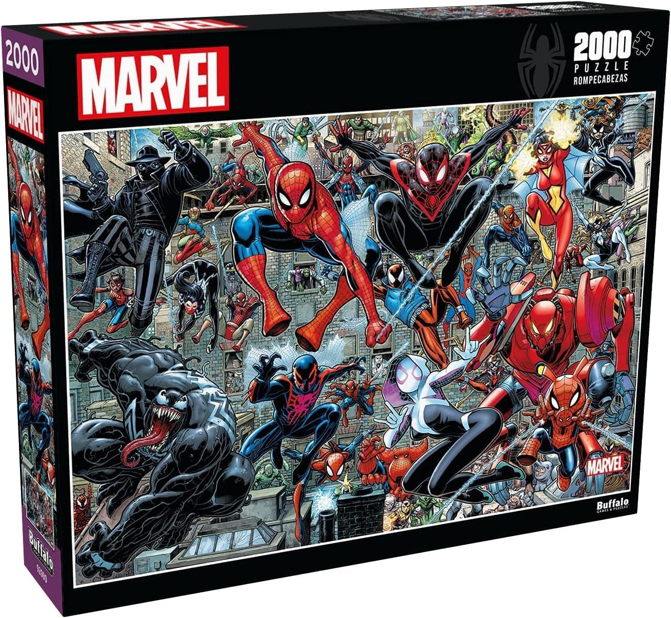 Buffalo Games Marvel Spider-Verse | Puzzle de 2000 peças para adultos com ilustração de super-heróis