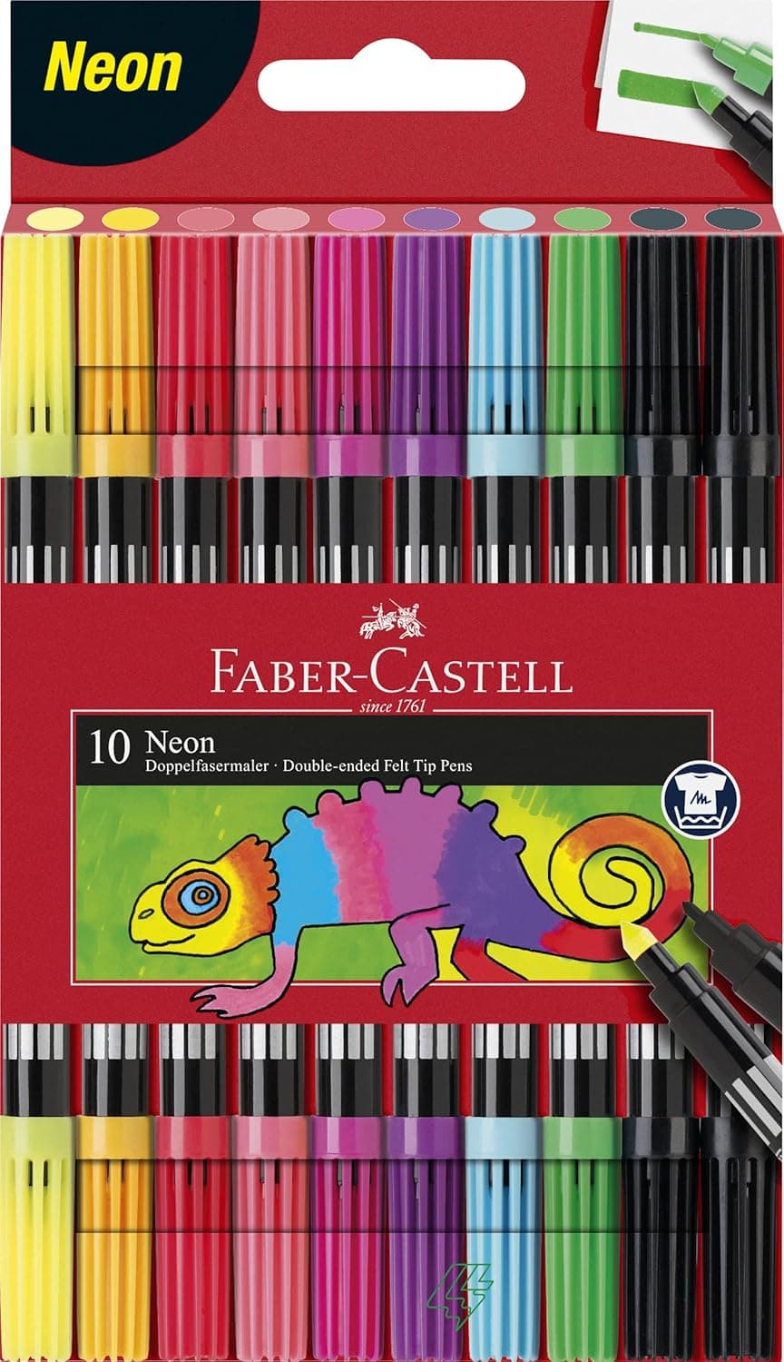Faber-Castell 151110 Marcador duplo (1 unidade), cor néon 10er Etui néon