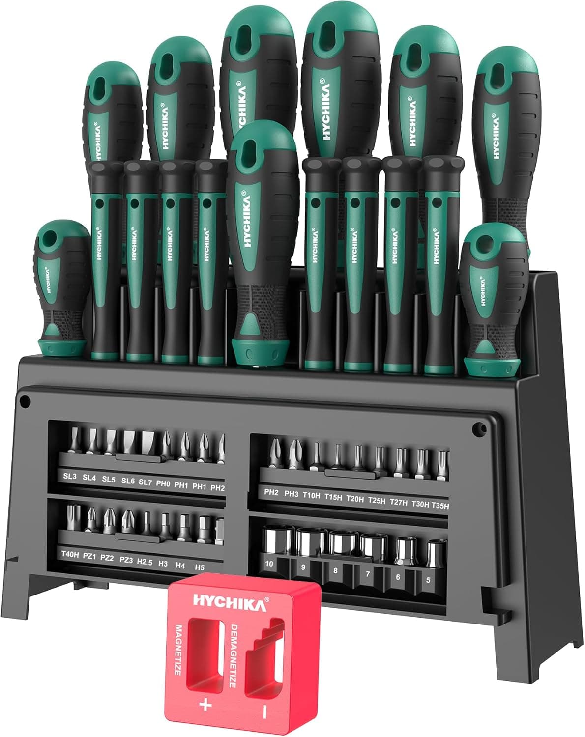 HYCHIKA Conjunto de chaves de fendas, kit de chaves de fenda 51 peças inclui suporte de armazenamento, aplicável a bricolage, móveis de montagem, manutenção familiar, uso da oficina