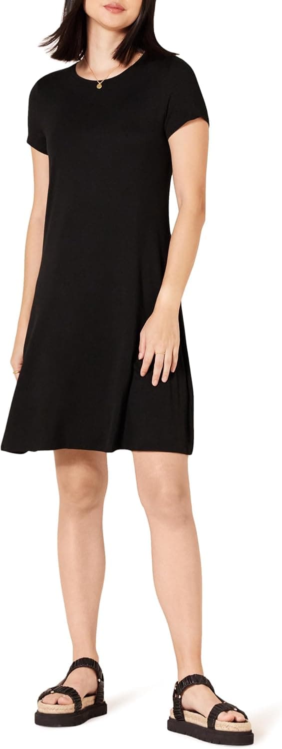 Amazon Essentials Vestido de manga curta com gola redonda, tamanhos grandes, vestidos de mulher