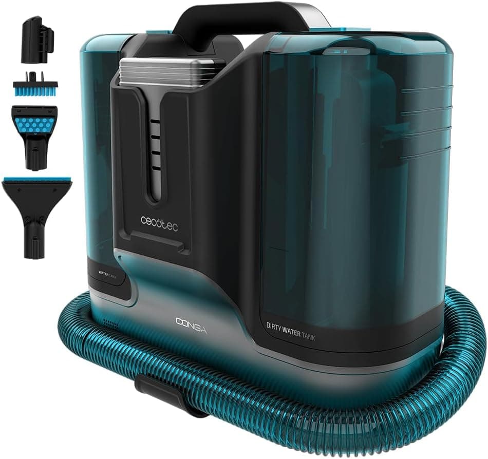 Cecotec Limpador aspirador de tapetes e tapetes sem cabo Conga Carpet&Spot Clean Liberty. 150 W, automonomia 30 mins, 2 reservatórios, pulverizador de água e acessório limpa janelas