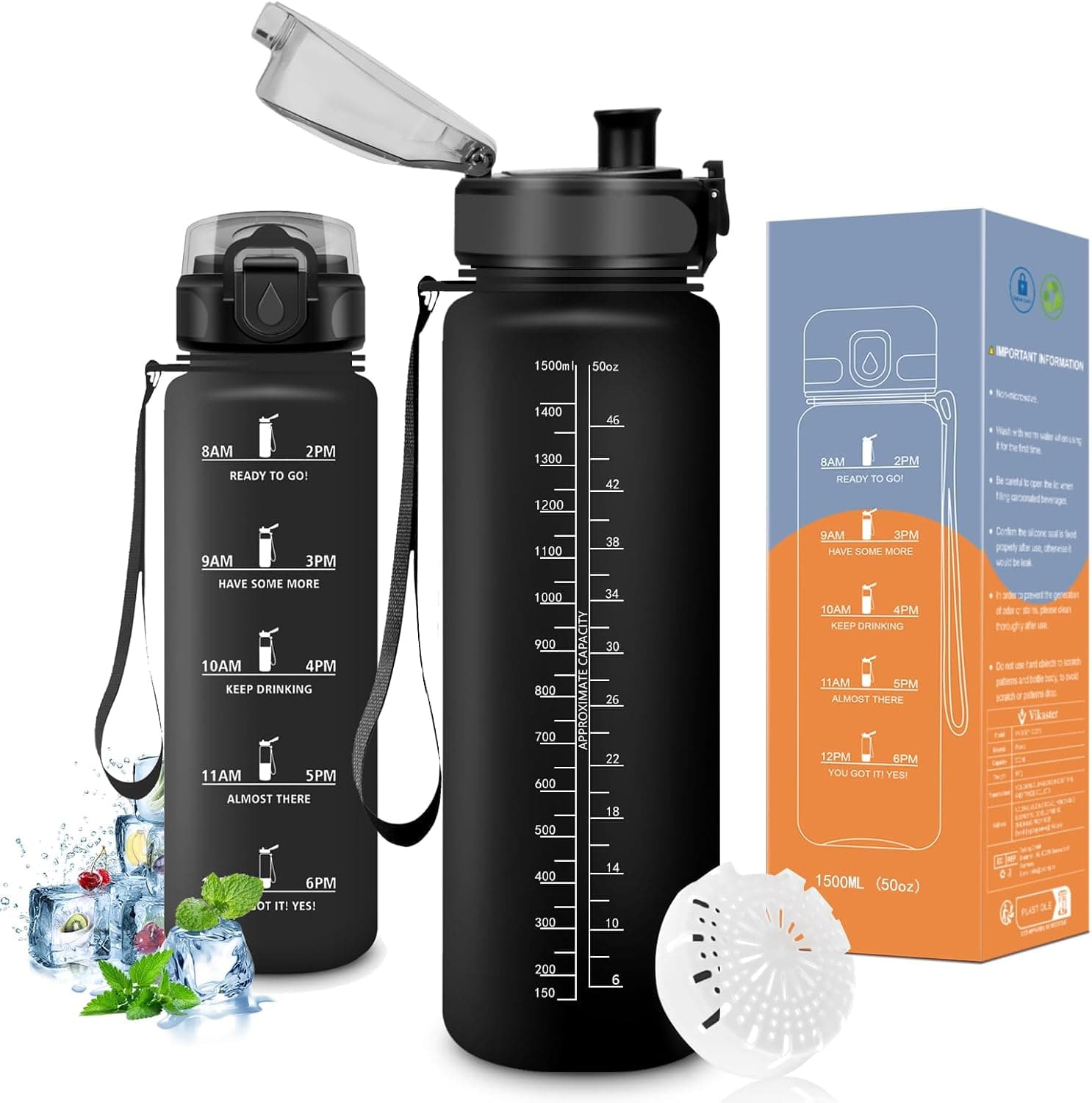 Vikaster Garrafa de água, 1500 ml, sem BPA