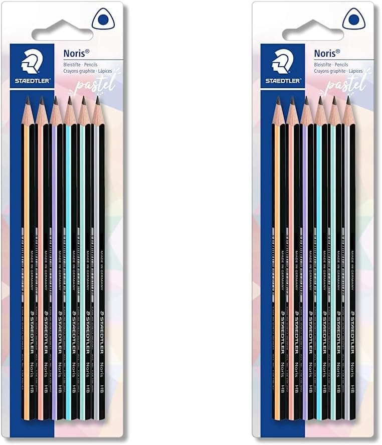 STAEDTLER Noris 118 BK6 PAST, lápis triangular de madeira certificada, com 6 unidades (embalagem de 2)
