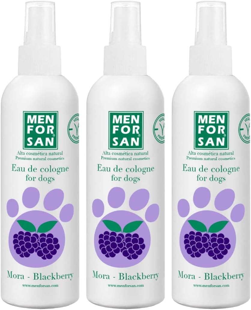 MENFORSAN Pacote de 3 águas de colónia para cães, aroma fresco e duradouro, amora, 125 ml
