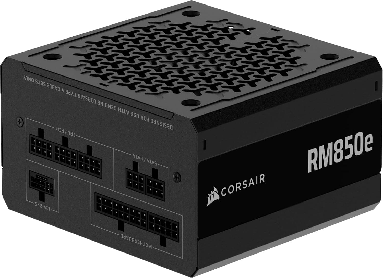 CORSAIR RM850e (2025) Fonte de alimentação ATX totalmente modular de baixo ruído com cabo de 12 V - 2 x 6 - compatível com ATX 3.1 e PCIe 5.1, eficiência Cybenetics Gold, condensadores a 105 °C 