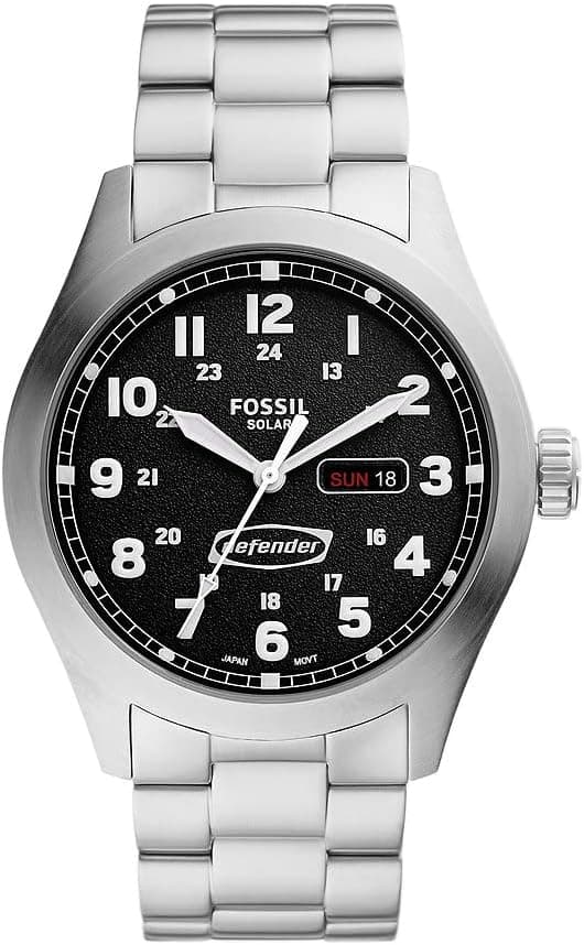Fossil Relógio Multifuncional para Homem Defender 46MM Preto e Prateado