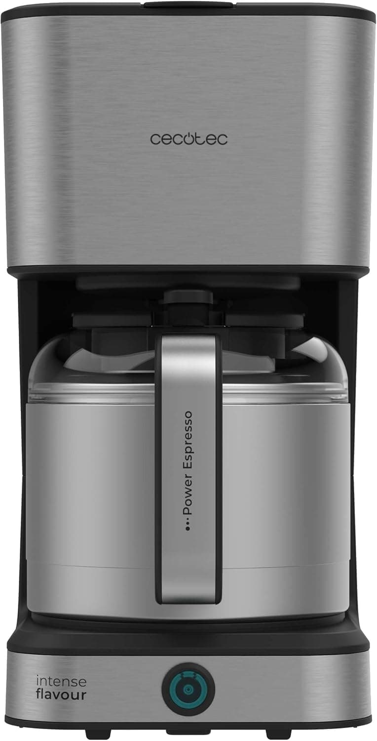 Cecotec Cafeteira de gotejamento Coffee 66 Drop & Thermo, potência de 950 W, 1,5 l, 12 chávenas, tecnologia ExtremeAroma, função anti-gotejamento, nível de água, filtro de malha reutilizável, proteção