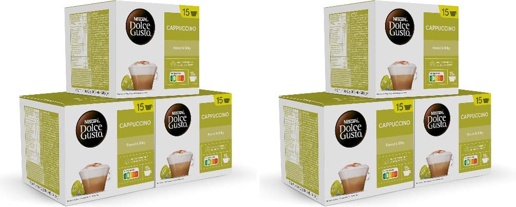 NESCAFÉ Dolce Gusto Cappuccino Cápsulas de café, 90 cápsulas (3 x 30), 45 chávena de café, clássico italiano, originais para cafeteiras Dolce Gusto x3