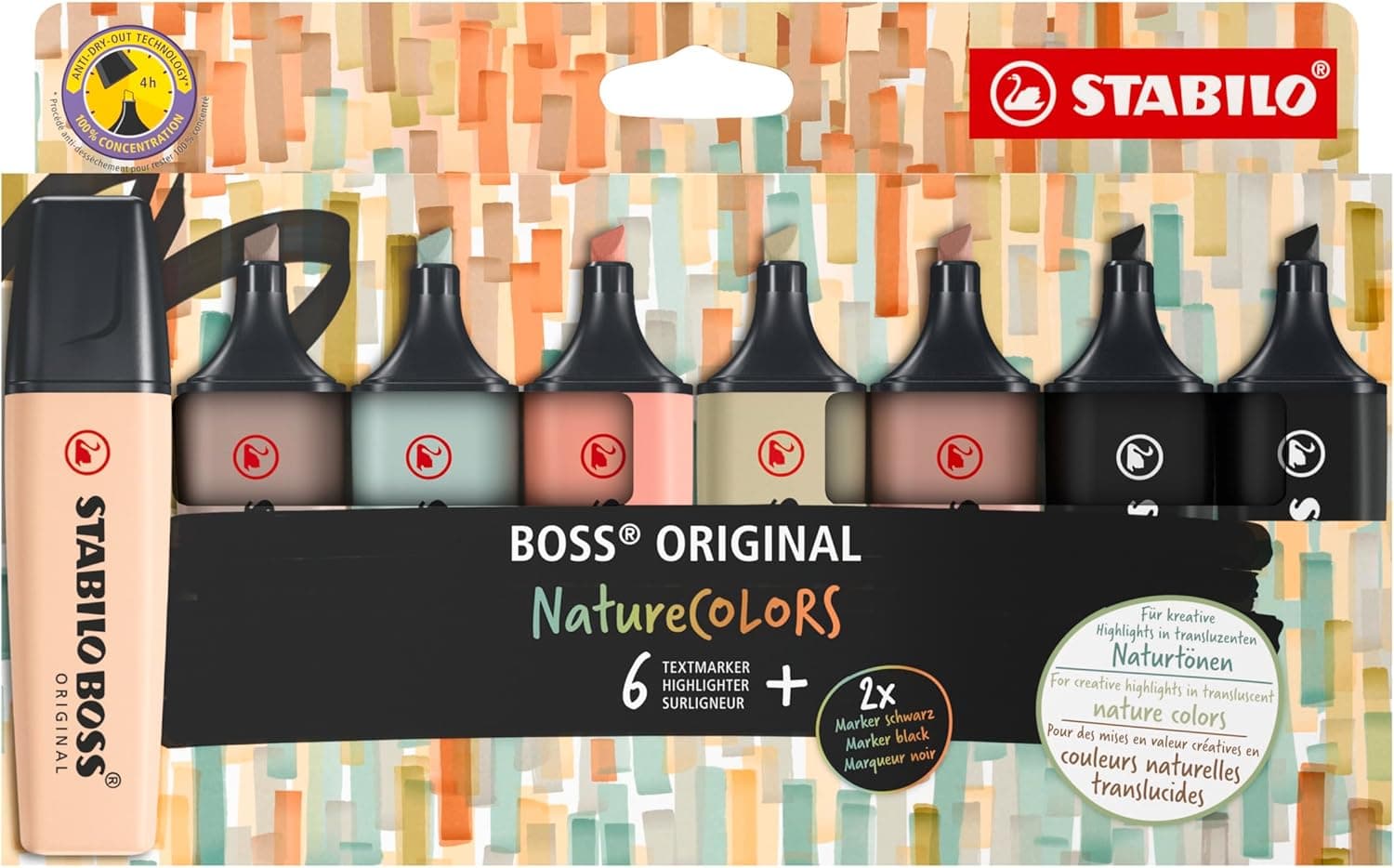 Marcador STABILO BOSS ORIGINAL NatureCORS - Estojo com 8 cores