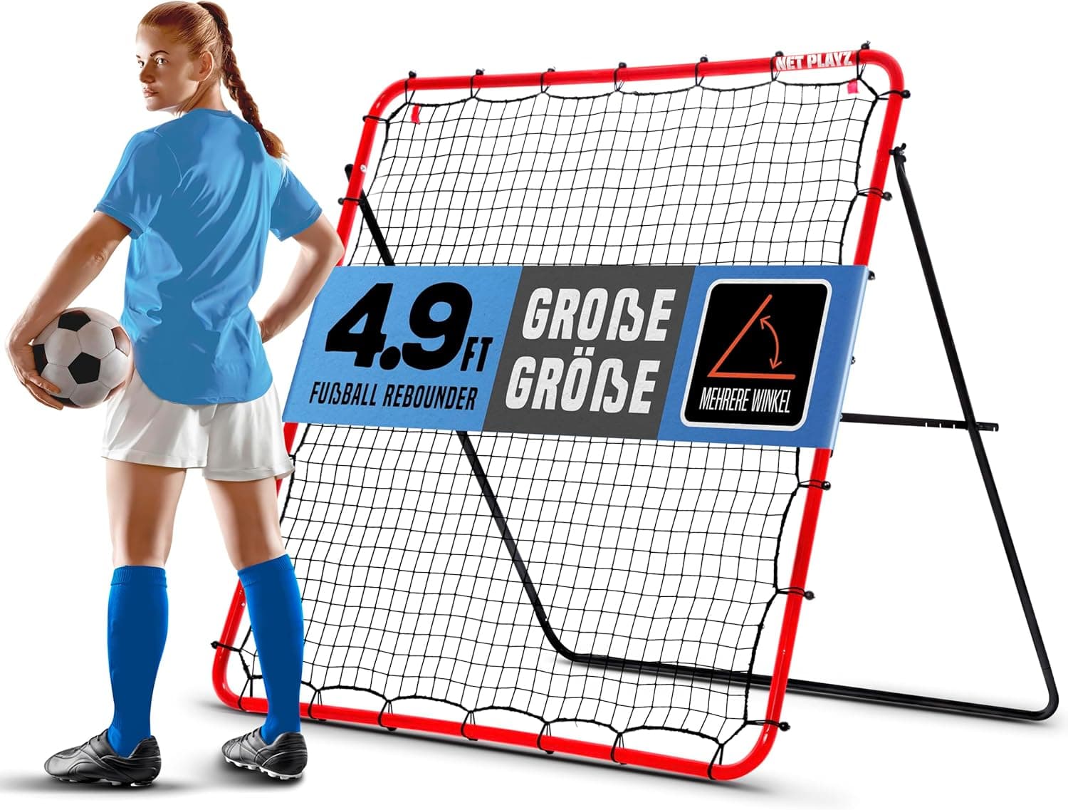 NET PLAYZ | Rebounder para futebol 150 x 150 cm com 6 ângulos ajustáveis para treinos versáteis
