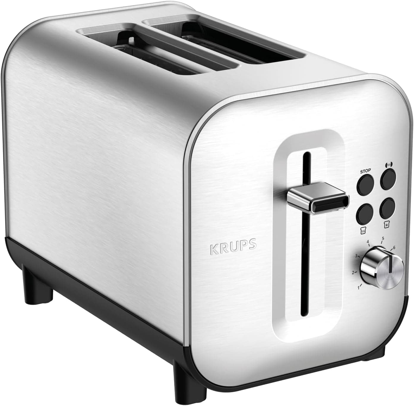 Krups KH682D10 | Torradeira em inox com 2 ranhuras, 8 níveis de potência, função descongelar e reaquecimento