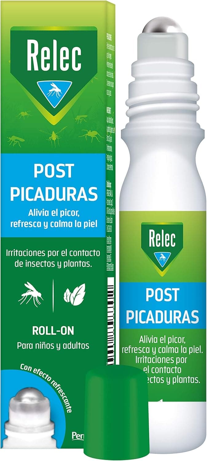 Relec Roll-On Pós-picadas de insetos e plantas, alivia a comichão, refresca e acalma a pele, para crianças e adultos, com efeito refrescante, 15 ml