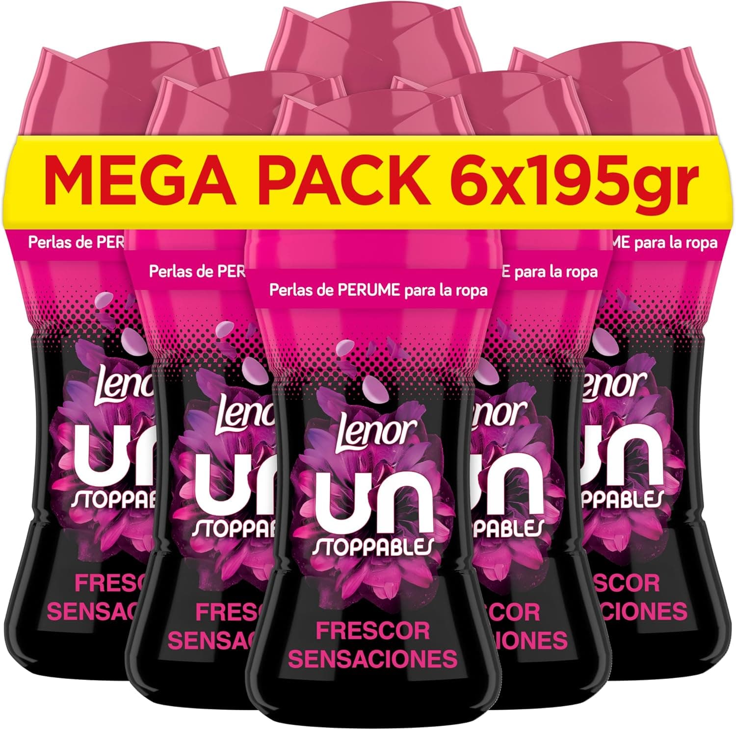 Lenor UNstoppables Pérolas de perfume para roupas, 96 lavagens (6 x 195 g), suaves com fragrância, sensação de frescura potenciador de frescura