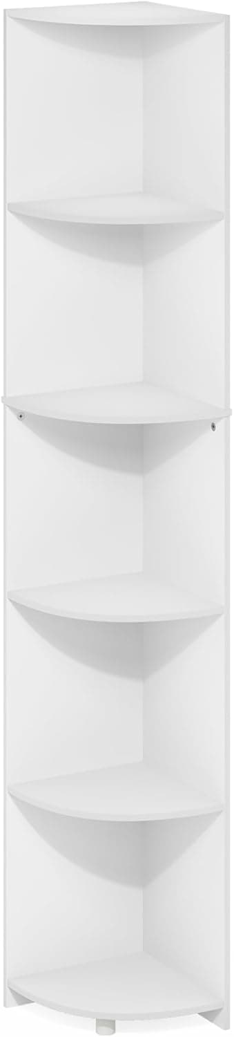 Furinno Econ estantes de canto com 5 níveis, estantes para livros, branco