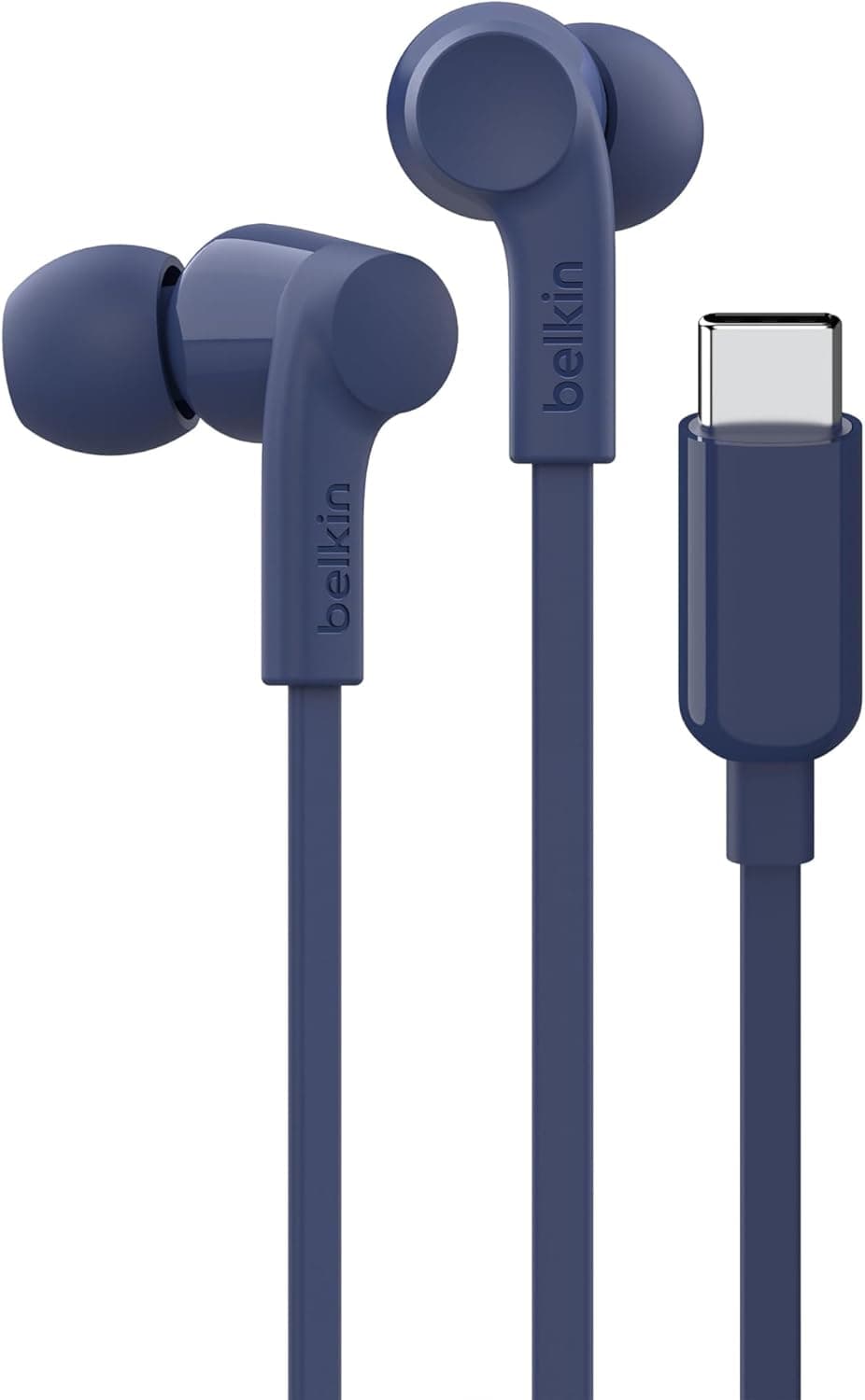 Belkin SoundForm Auriculares com cabo e conector USB-C, capacetes internos com microfone, auriculares intraurais para iPhone 16/15, iPad Mini, Galaxy S24, Android e muito mais com USB-C, azul