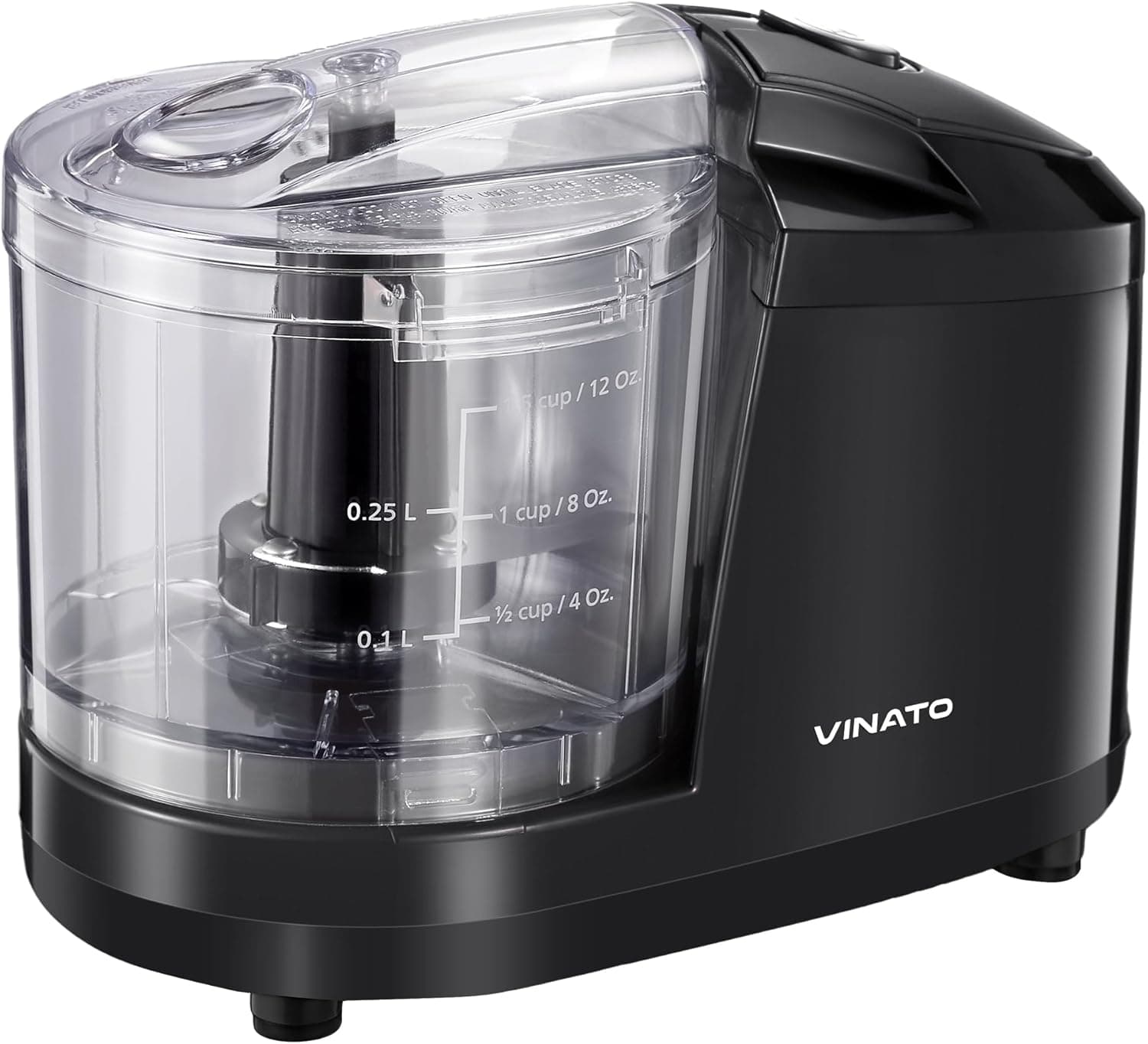 VINATO Picador elétrico, picador elétrico multiusos com 2 lâminas de aço inoxidável, 2 velocidades, picadora para picar carne, cebolas, frutas e legumes