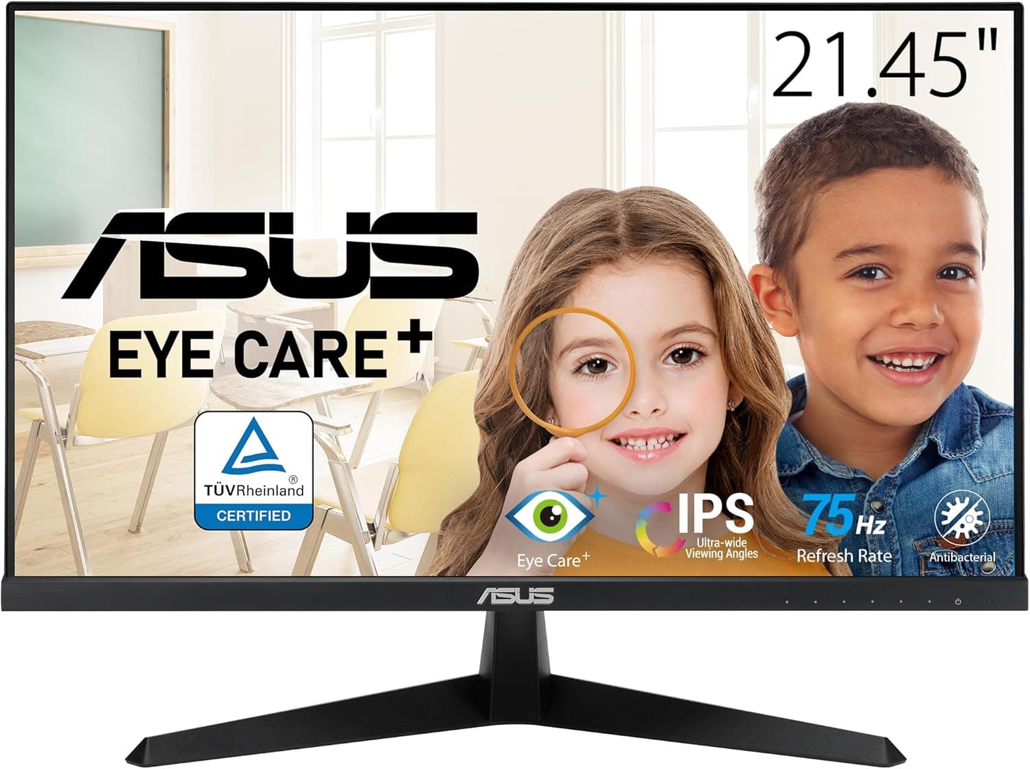 ASUS VY229Q | Monitor 22'' FHD IPS 75 Hz com tecnologia Eye Care Plus e tratamento antibacteriano