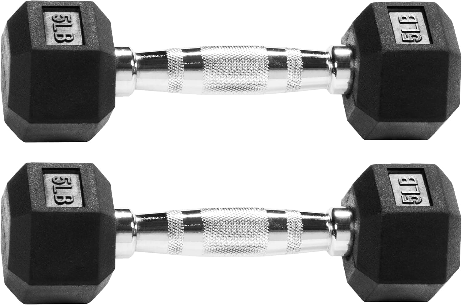 Signature Fitness - Conjunto de halteres hexagonais com revestimento de borracha colorido, par de 5 libras