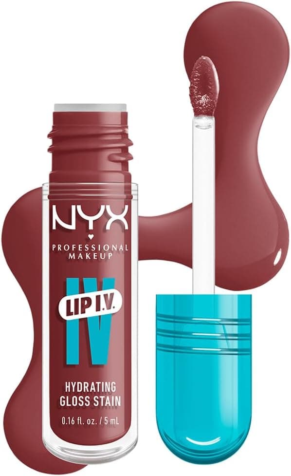 NYX Professional Makeup Brilho de lábios hidratante, cor e brilho efeito húmido, até 12 H de hidratação, com vitamina B12 e magnésio, Lip IV Hydrating Gloss Stain, tom: Hydra-Honey