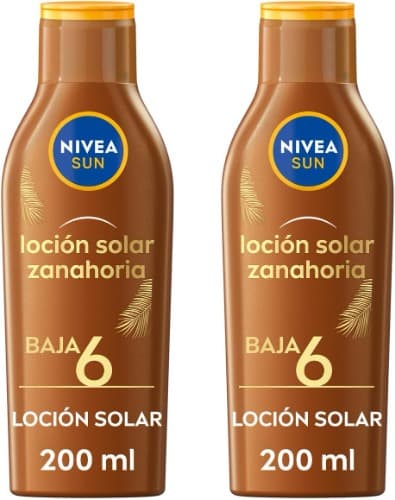 NIVEA SUN Carrot Solar Milk | Leite solar bronzeador hidratante FP6 resistente à água, 200 ml