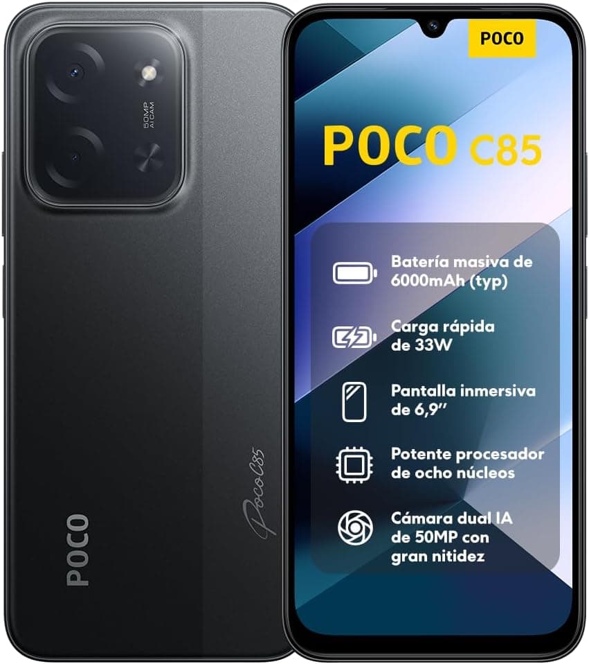Xiaomi POCO C85 | Smartphone dual SIM 8GB 256GB com câmara 50MP, ecrã 6,9 polegadas e bateria 6000mAh