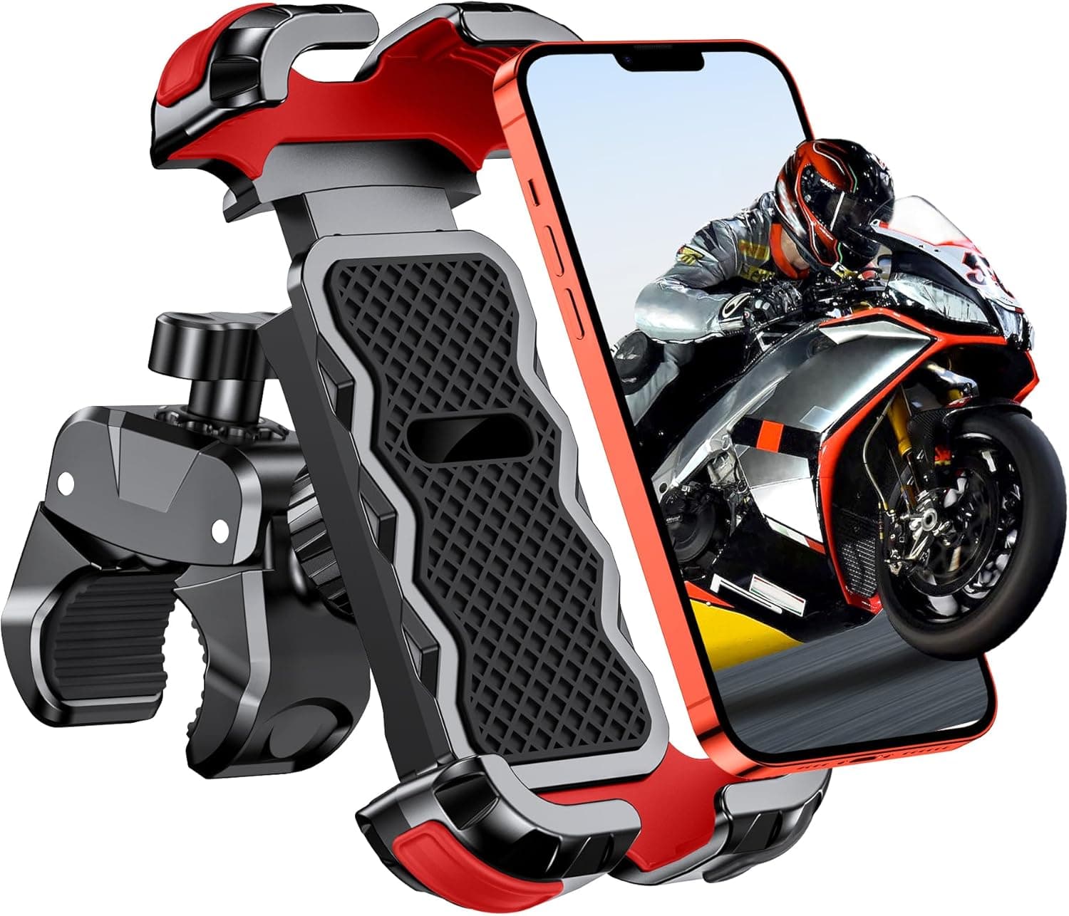 Babacom Suporte móvel para motocicleta de 360° rotação, fechadura 1s e proteção segura suporte móvel de bicicleta para guiador de 0,71 - 1,4" de diâmetro, suporte móvel para bicicleta compatível com