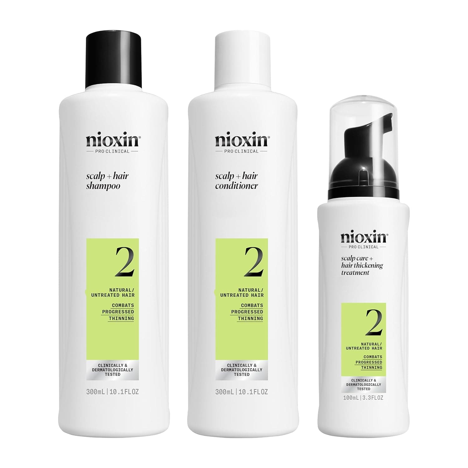 Nioxin System 2 - Shampoo / Condicionador / Tratamento - para Cabelo e Couro Cabeludo - Cabelo Natural com Enfraquecimento Avançado
